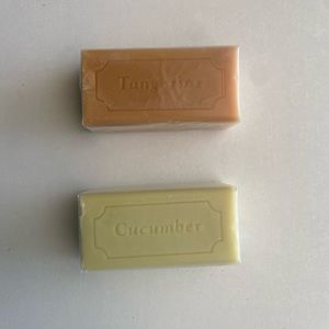 Set of Two Wrapped Pre de Provence Guest Bar Soaps Cucumber and Tangerine